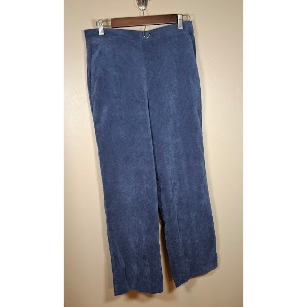 Alfred Dunner Blue Corduroy Pants Womens 10 Elastic Waist Straight Leg Pockets